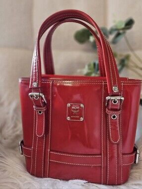 MCM Gorgeous Red Patent Leather Small Tote